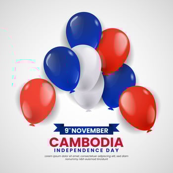 Cambodia Independence day Background, November 9 with balloons illustration decoration. Suitable for greeting card, poster and banner. vector