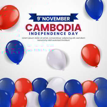 Cambodia Independence day Background, November 9 with balloons illustration decoration. Suitable for greeting card, poster and banner. vector