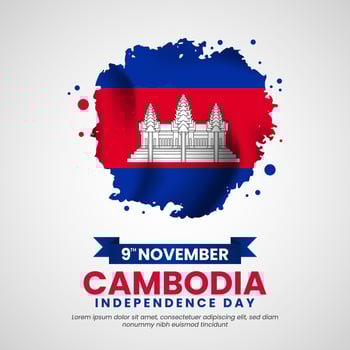 Cambodia flag for independence day with grunge brush flag style background vector