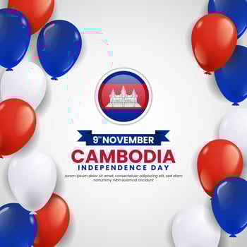 Cambodia Independence day Background, November 9 with balloons illustration decoration. Suitable for greeting card, poster and banner. vector
