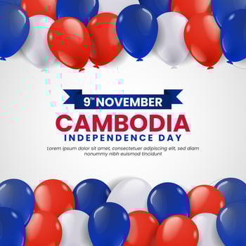 Cambodia Independence day Background, November 9 with balloons illustration decoration. Suitable for greeting card, poster and banner. vector