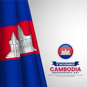 Happy cambodia Independence Day on 09 November Background with waving flag and copy space area vector