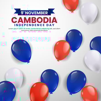 Cambodia Independence day Background, November 9 with balloons illustration decoration. Suitable for greeting card, poster and banner. vector
