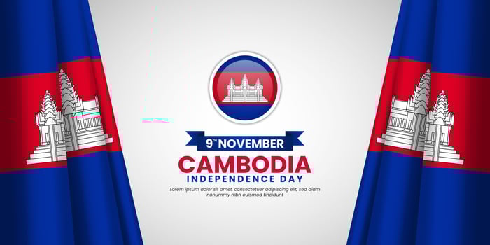 Cambodia Flag Waving Background for Independence Day Design Illustration vector