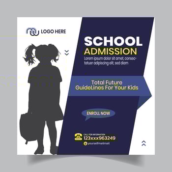 Minimalistic School Admission Social Media Post Design vector