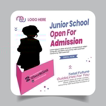 Clean Design School Admission Social Media Post Template vector