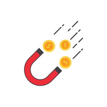 magnet attracts gold coins with dollar signs vector