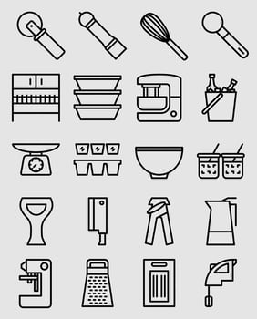 kitchen tools icon set vector