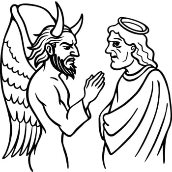 Angel and devil coloring pages vector