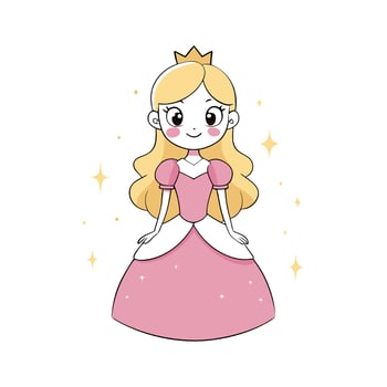 A cartoon princess in a pink dress vector