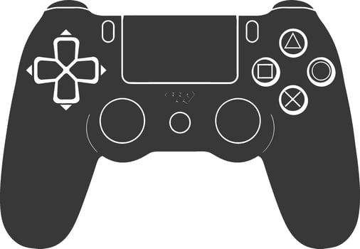 A Black and White Silhouette of a Game Controller vector