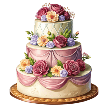 Elegant Floral Wedding Cake with Exquisite Details png