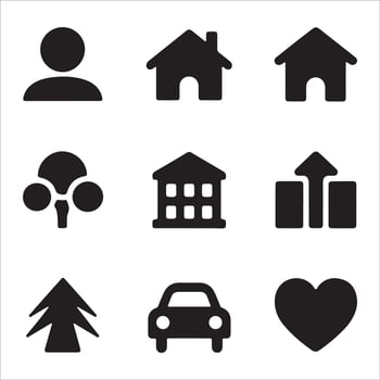 Black Filled Icon Set Silhouette on White Background vector