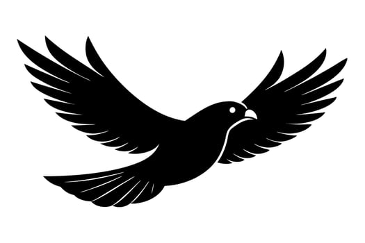 A black and white silhouette of a bird flying vector