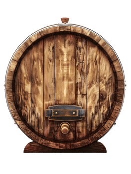 A wooden barrel with a metal handle png