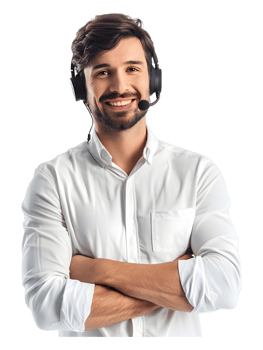 A man wearing a headset with his arms crossed png