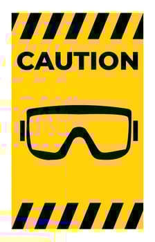 Caution Sign with Safety Goggles Icon Design vector