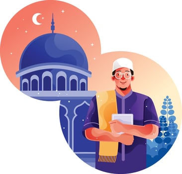 Muslim go to Mosque Holding the Koran vector