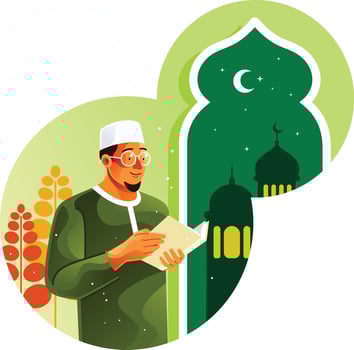 Muslim Reading Koran in the Mosque vector