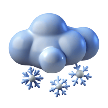 Cartoon cloud with snowflakes 3d illustration isolated on the transparent background png