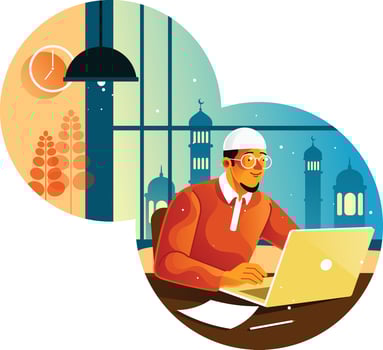 Muslims Work in Offices vector