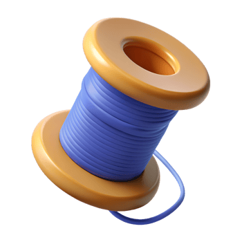 Spool of blue thread 3d illustration isolated on the transparent background png