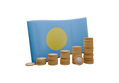 Vibrant 3D render illustration of Palau flag and currency called US Dollar png