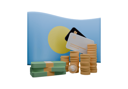 Striking 3D render illustration of Palau flag and currency called US Dollar png