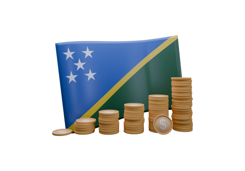 Dazzling 3D render illustration of Solomon Islands flag and currency called Dollar png