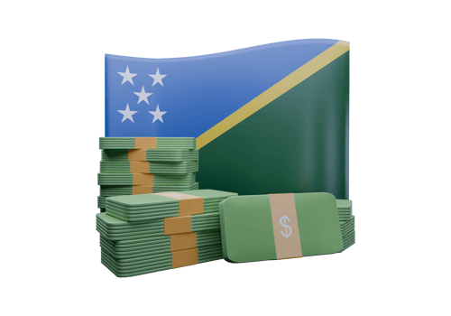 Wonderful 3D render illustration of Solomon Islands flag and currency called Dollar png
