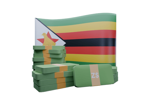 Alluring 3D render illustration of Zimbabwe flag and currency called Dollar png