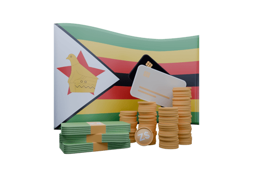 Spectacular 3D render illustration of Zimbabwe flag and currency called Dollar png