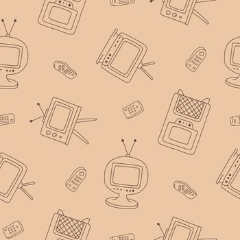 Outline TV Remote Vintage Seamless Pattern illustration Design vector