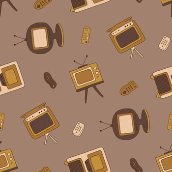 TV Remote Vintage Seamless Pattern illustration Design vector