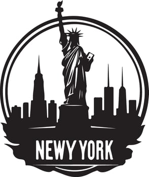 new york city skyline with statue of liberty vector