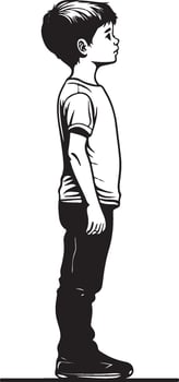 a boy standing in front of a white background vector