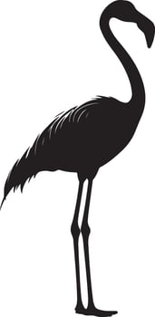 a black silhouette of a flamingo standing on a white background vector