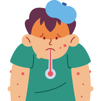 Illustration of a man with a fever png