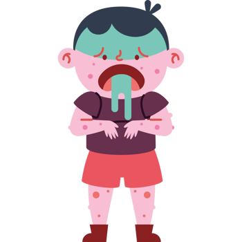 A cartoon boy with a sore throat png