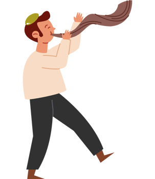 Man blowing a shofar png
