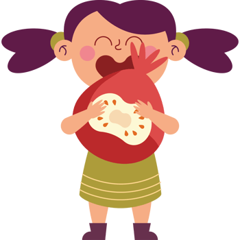 A cartoon girl holding a pomegranate png