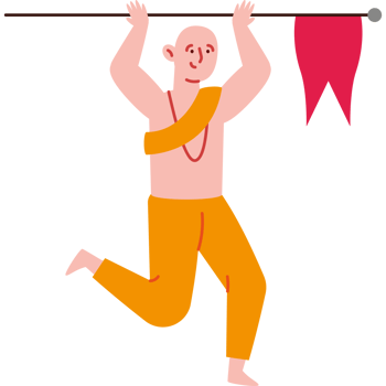 A cartoon man holding a flag and a stick png