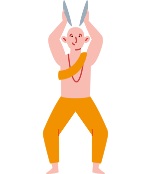 A cartoon man with a knife in his hand png