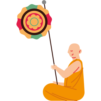 A monk holding a kite in the air png