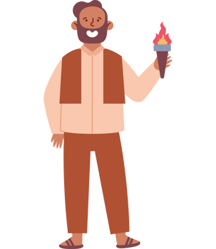 A man holding a torch and smiling png
