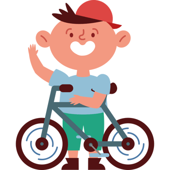 A boy is riding a bike and waving png