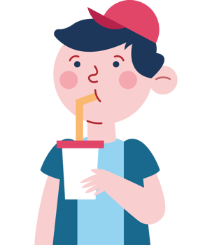 A boy drinking a drink with a straw png