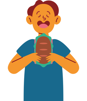 A man holding a hot dog in his hands png