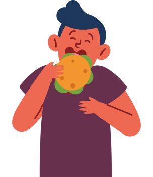 A man eating a hamburger png