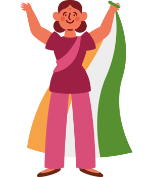 Indian woman holding a flag png